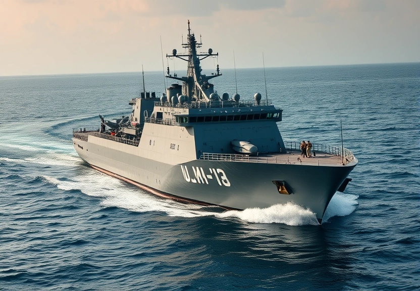 Representação visual de Maior navio de guerra do mundo chega à América Latina e Maduro eleva alerta militar na Venezuela