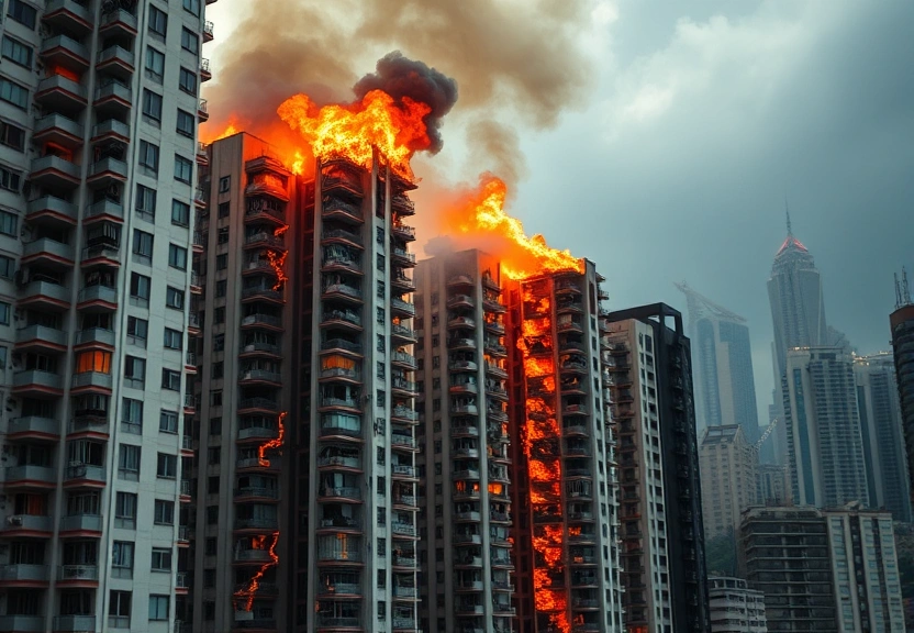 Representação visual de Por que o incêndio em um condomínio de Hong Kong foi tão devastador, com mais de 120 mortos?