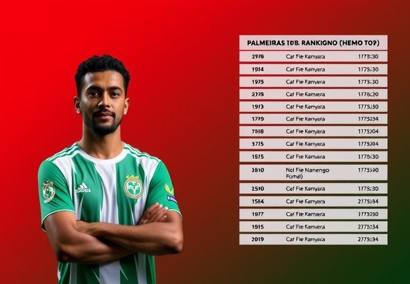 Representação visual de Palmeiras lidera o ranking da CONMEBOL, que tem o Flamengo em segundo lugar e mais dez brasileiros no top 30; veja a lista.