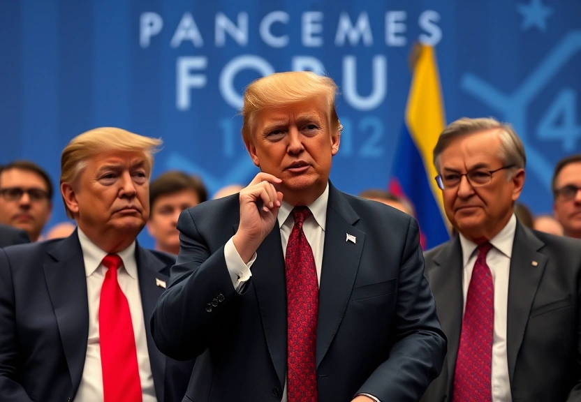 Representação visual de Os recados de Trump sobre Groenlândia, Venezuela e tarifas a líderes globais em Davos em meio a escalada de tensão