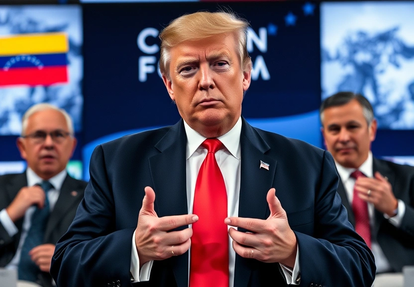 Representação visual de Os recados de Trump sobre Groenlândia, Venezuela e tarifas a líderes globais em Davos em meio a escalada de tensão