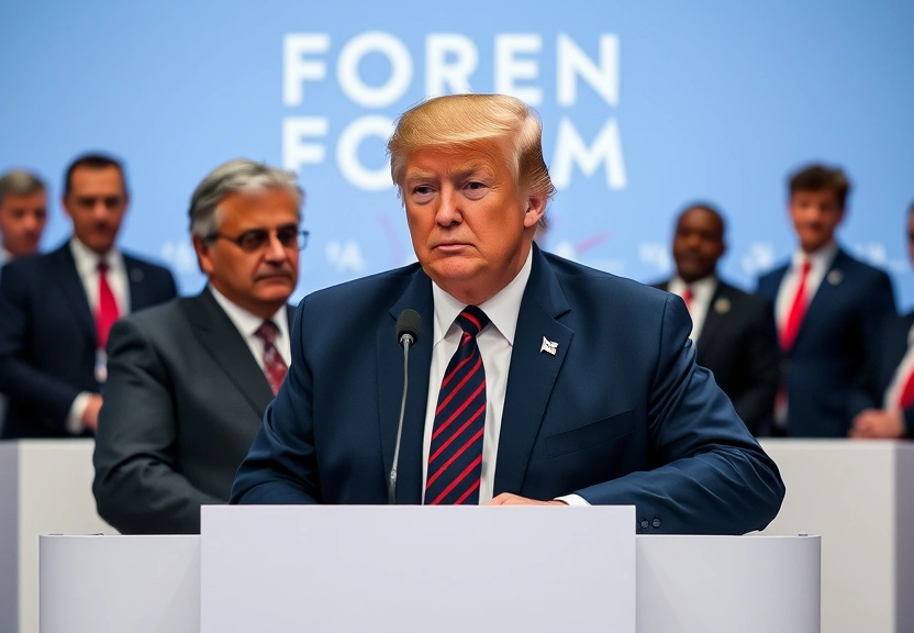 Representação visual de Os recados de Trump sobre Groenlândia, Venezuela e tarifas a líderes globais em Davos em meio a escalada de tensão