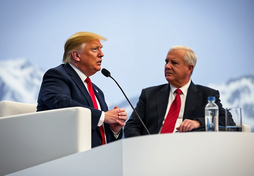 Representação visual de Os recados de Trump sobre Groenlândia, Venezuela e tarifas a líderes globais em Davos em meio a escalada de tensão